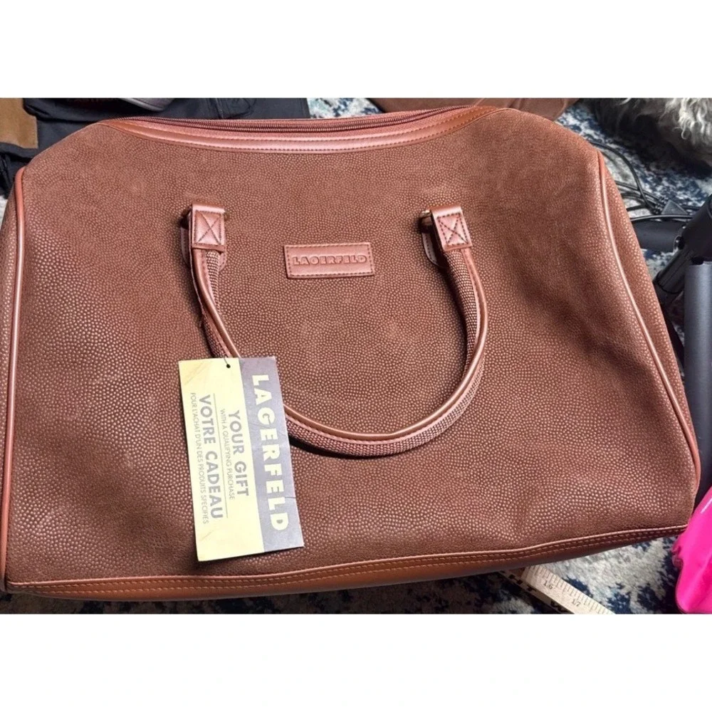 Vintage Lagerfeld Brown Textured Weekender Duffel Bag‎ NWT Promotional Gift 19